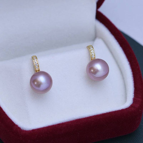 9-10mm Freshwater Pearl & CZ Earrings - House Of Pearls